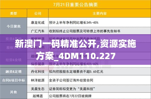 新澳门一码精准公开,资源实施方案_4DM110.227